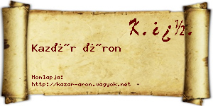 Kazár Áron névjegykártya
