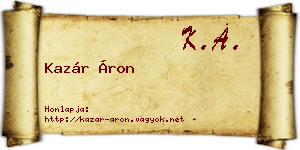 Kazár Áron névjegykártya